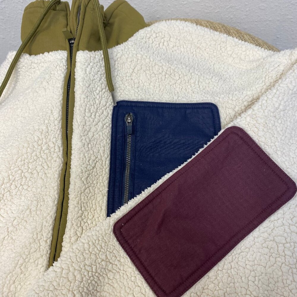 Sweaty Betty Out Of The Woods Ivory Color Block Sherpa Fleece Zip Jacket, XS - Picture 4 of 5